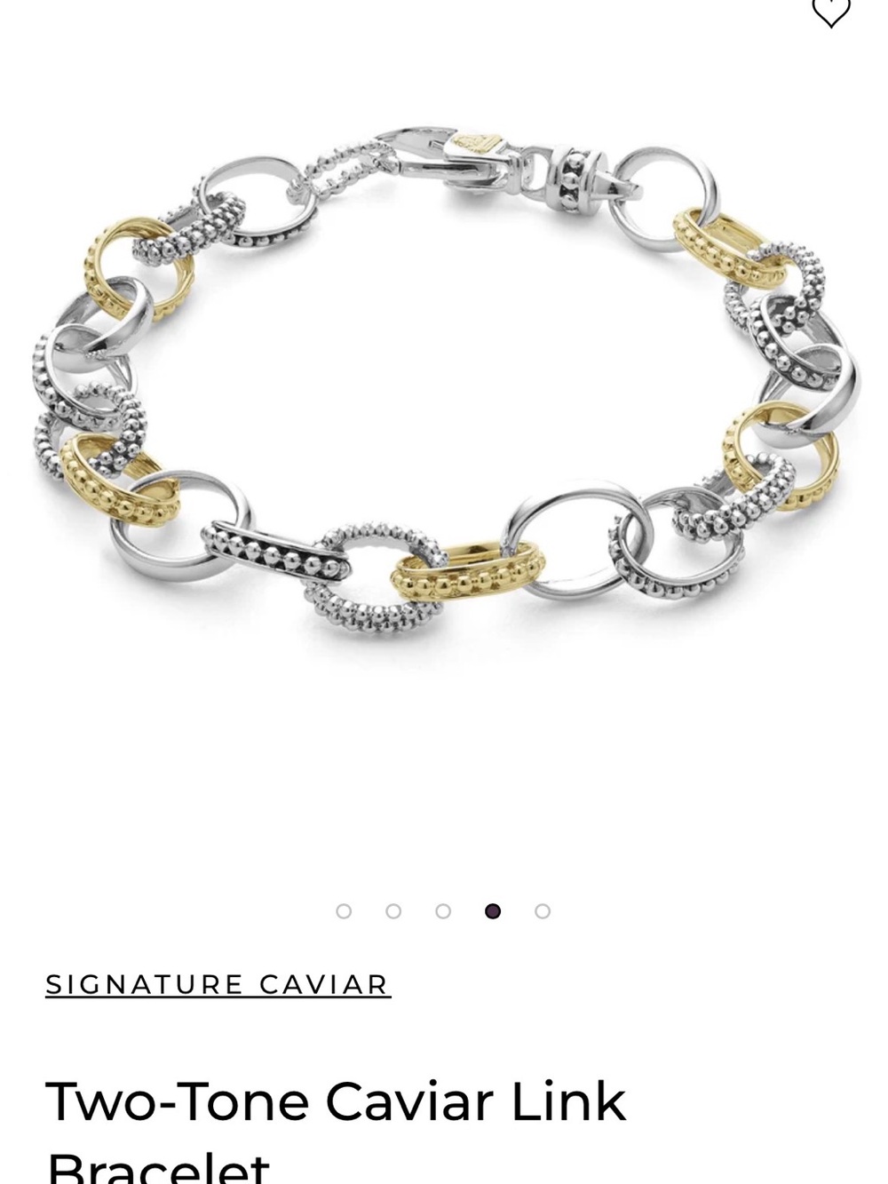 New Designer LAGOS caviar Two-Tone Link Bracelet in Silver & 18k Gold $3400 - Picture 2 of 8